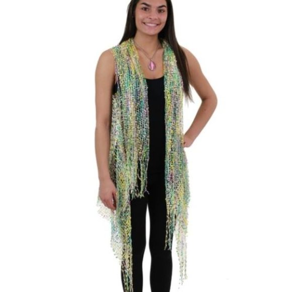 Green/Lilac/Yellow Confetti Vest Cardigan - Picture 4 of 6